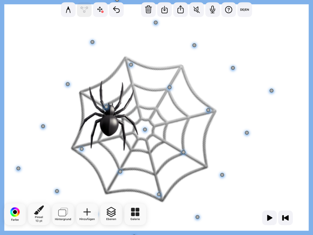 Spinne und Netz in der Originaloberfläche